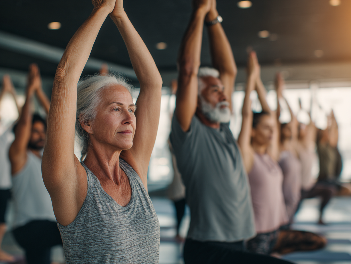 Femeie practicând yoga în natură